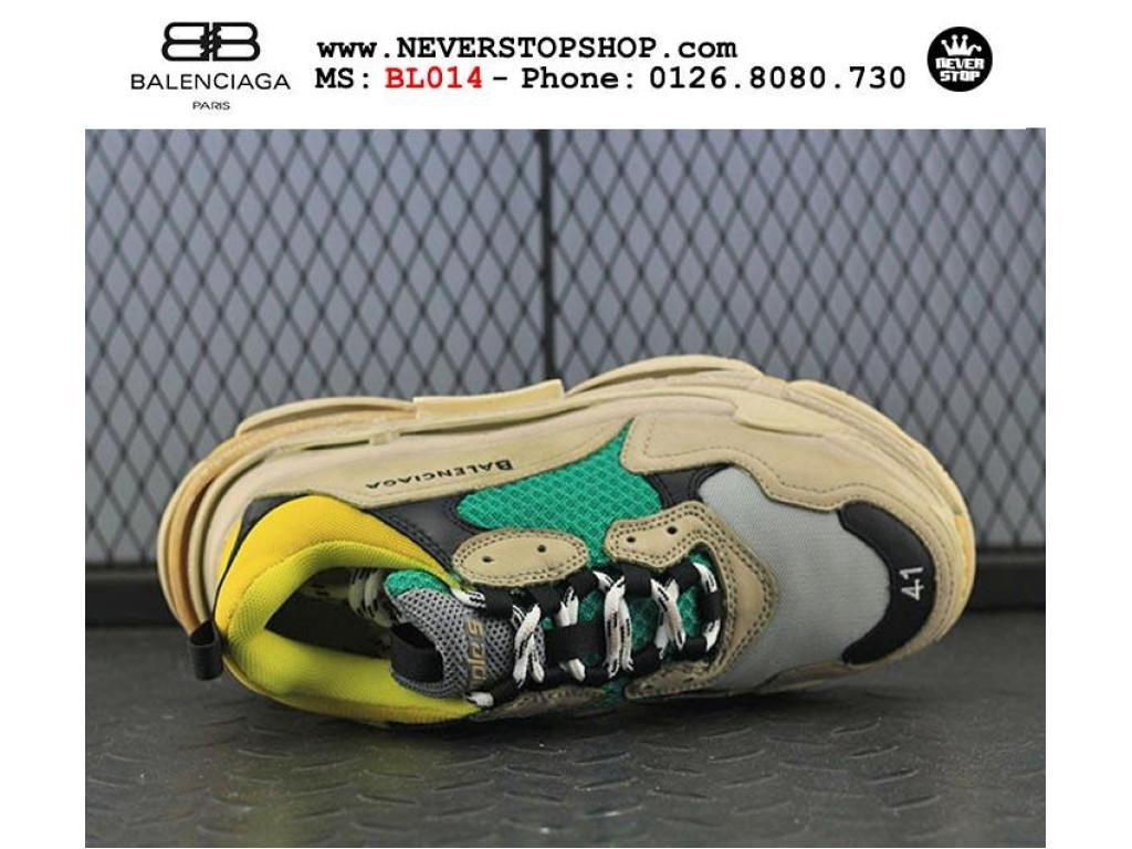 BALENCIAGA Triple S サイズ45 Giày BALENCIAGA SPEED TRAINER GREEN YELLOW nam nữ, chuẩn